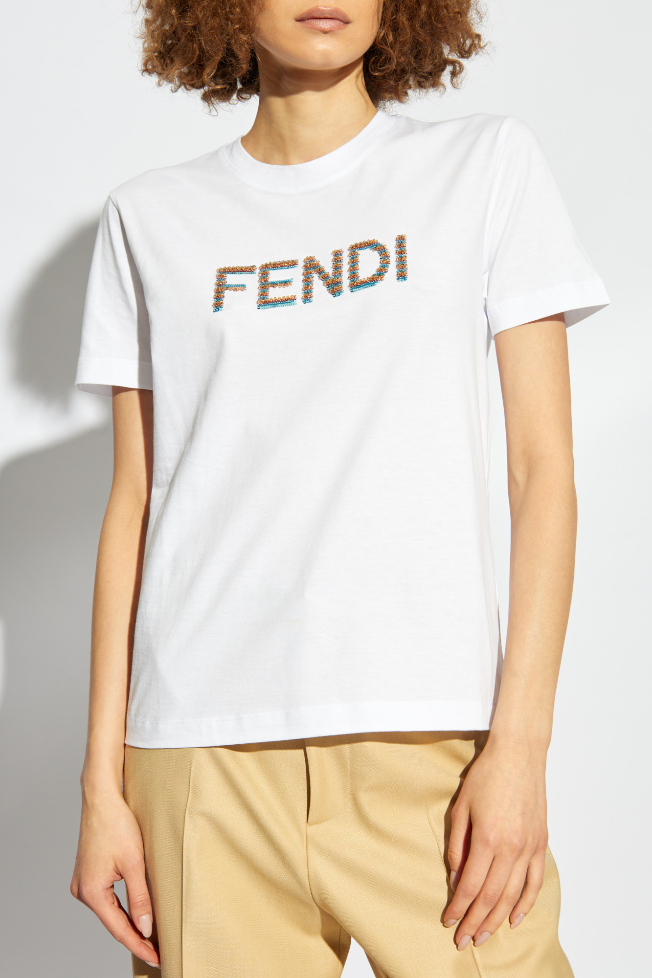 White T shirt with logo Fendi Vitkac Italy